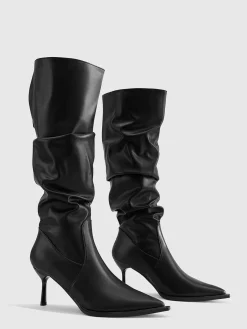 High Heel Ruched Knee-High Boots
