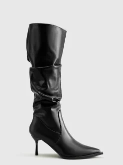 High Heel Ruched Knee-High Boots