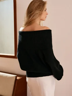 High Stretch Off-Shoulder Shift Sweater