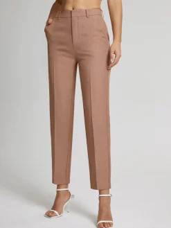 High Waisted Cropped Skinny Straight Leg Trousers