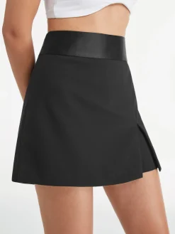 High Waisted Satin Band Mini Skort
