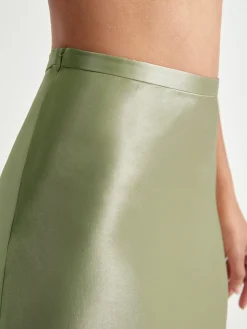 High Waisted Satin Flowy Midi Skirt