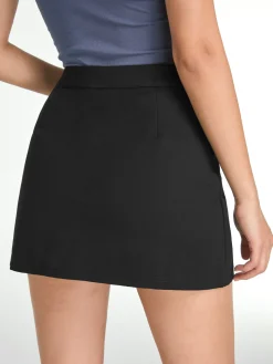 High Waisted V-Line Mini Skirt With Shorts Lining