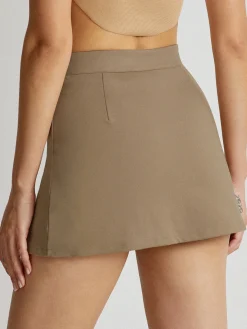 High Waisted V-Line Mini Skirt With Shorts Lining