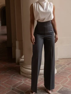 High Waistline Straight Leg Pants