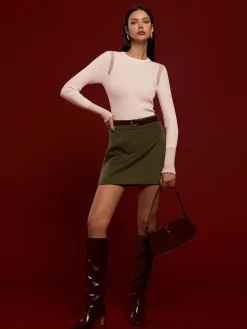 High-Waist A-Line Skirt Without Belt