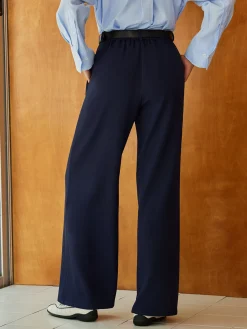 High-Waist Belted Long Pants