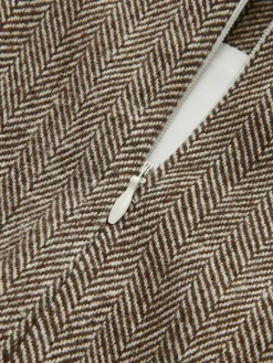 High-Waist Chevron Pleated Zipper Panel Skirt
