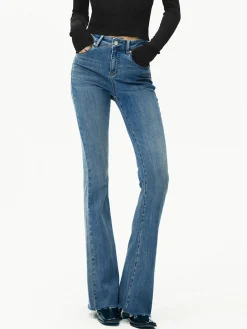 High-Waist Denim Bootcut Jeans