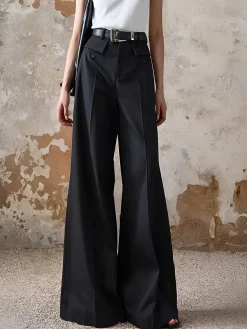 High-Waist Piping Bell Pants Without Belt