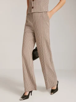 High-Waist Plaid Belted Pants