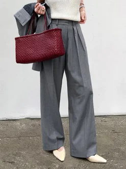High-Waist Pleated Thin Pants