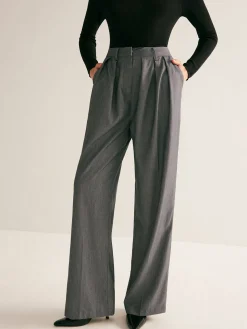 High-Waist Pleated Thin Pants