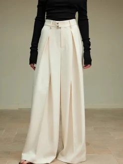 High-Waist Pleated Wide-Leg Pants
