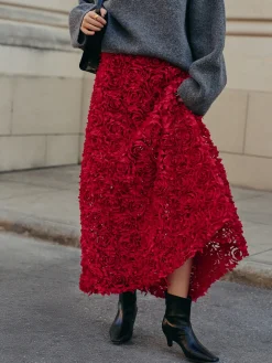 High-Waist Rosette Skirt