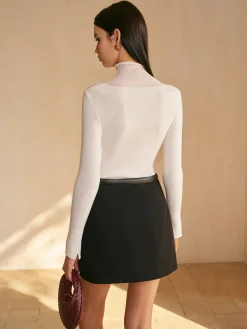 High-Waist Slit A-Line Skirt Without Belt