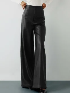 High-Wist PU Leather Wide-Leg Pants