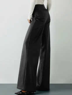 High-Wist PU Leather Wide-Leg Pants