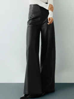 High-Wist PU Leather Wide-Leg Pants