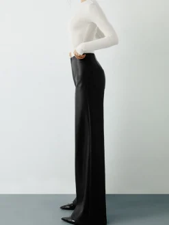 High-Wist PU Leather Wide-Leg Pants