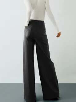 High-Wist PU Leather Wide-Leg Pants