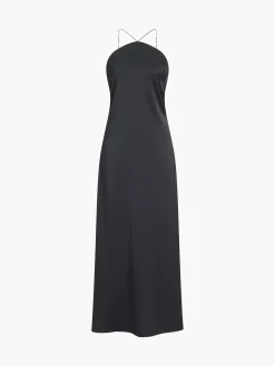 Hold My Pearls Open Back Satin Long Dress