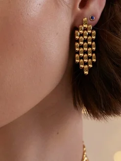 Hollow Beaded Chain Pendant Earrings