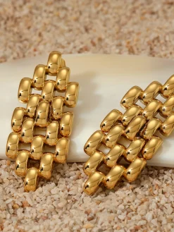 Hollow Beaded Chain Pendant Earrings