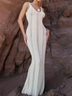 Hollow Knit Cami Long Dress