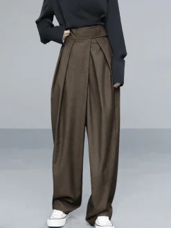 Hook-and-Loop Fastener Wide Leg Velcro Pants