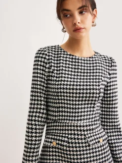 Houndstooth Panel Short Dress