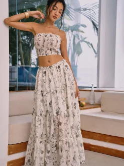 Ink Painting Print Skirt Set