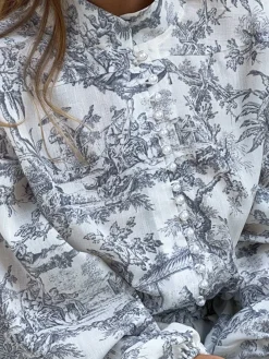 Ink Painting Print Tie Up A-Line Short Dress