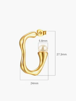 Irregular Pearl Hoop Earrings