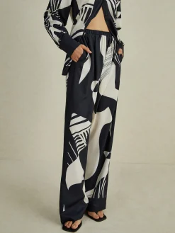 Irregular Print Wide Leg Pants Set