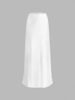 Ivory Glow Satin Maxi Skirt