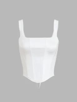 Ivory Glow Tied Crop Corset Top