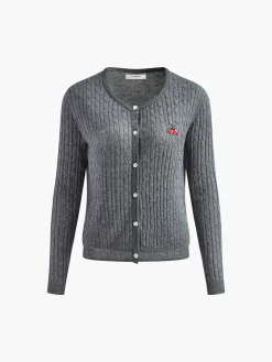 Jacquard Cable Knit Cardigan