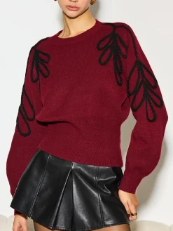 Jacquard Cinched Waist Knit Top