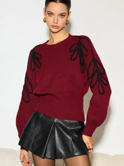 Jacquard Cinched Waist Knit Top