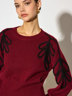 Jacquard Cinched Waist Knit Top