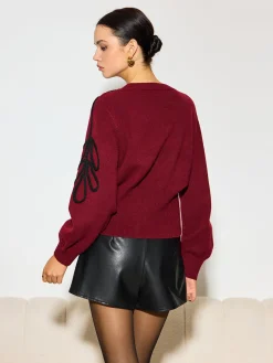 Jacquard Cinched Waist Knit Top