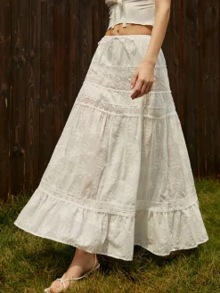 Jacquard Cotton Blends Maxi Skirt