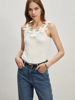 Jacquard Crew Neck Slim Tank Top