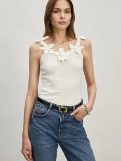Jacquard Crew Neck Slim Tank Top