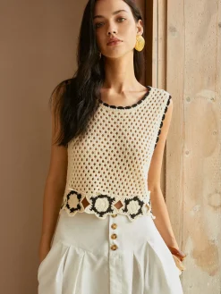 Jacquard Hollow Out Sweater Vest