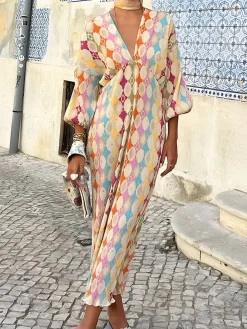 Jacquard Print V-Neck Dress