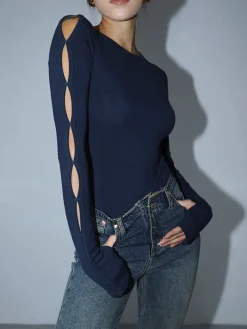 Keyhole Cutout Long Sleeve Bodysuit