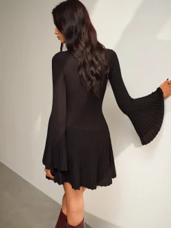 Keyhole Neckline Bell Sleeve Sweater Dress