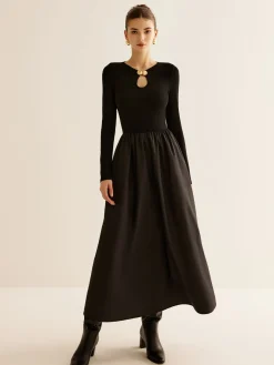 Keyhole Neckline Panel Dress